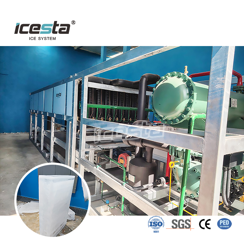 M&aacute;y l&agrave;m đ&aacute; khối l&agrave;m m&aacute;t trực tiếp mạ kẽm ICESTA 5-15t