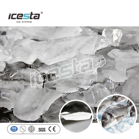 ICESTA 10 Ton Mesin Es Plat Stainless Steel Kontrol PLC Berkualitas Tinggi