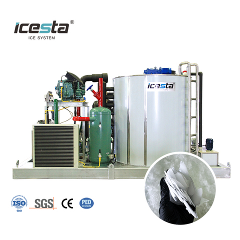 Mesin Es Serpihan Industri ICESTA 30 Ton dengan Rak Kompresor Piston