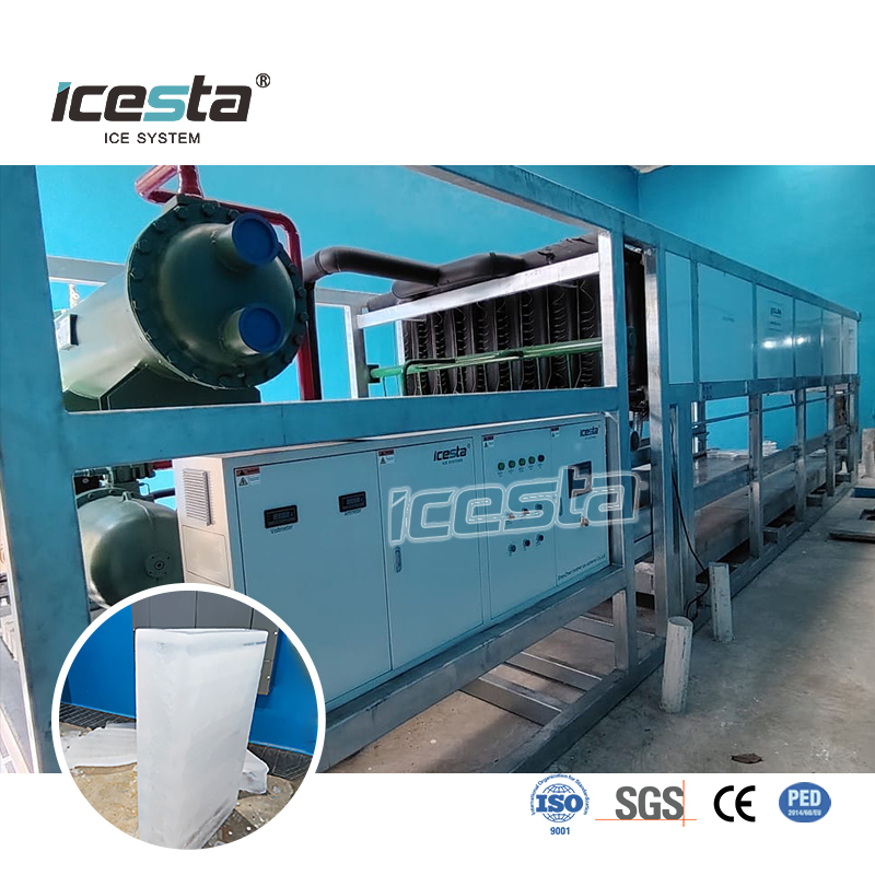 M&aacute;y l&agrave;m đ&aacute; khối l&agrave;m m&aacute;t trực tiếp mạ kẽm ICESTA 5-15t