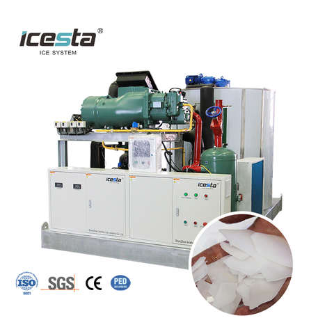 ICESTA 30 Ton Industrial Flake Ice Machine na may Piston Compressor Rack