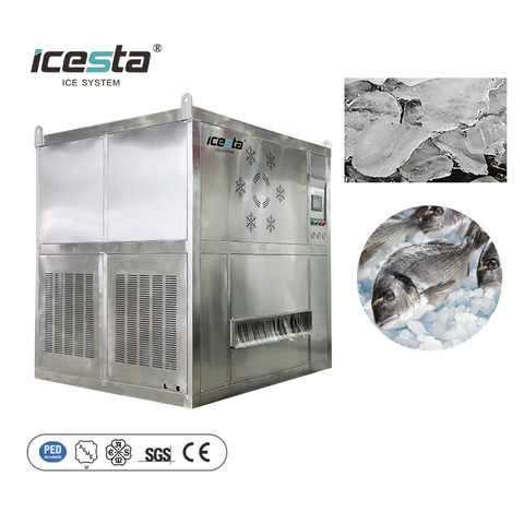 ICESTA 5 Ton Mesin Es Plat Stainless Steel Kontrol PLC Berkualitas Tinggi
