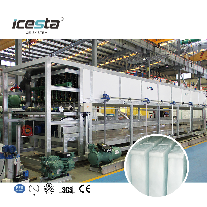 M&aacute;y l&agrave;m đ&aacute; khối l&agrave;m m&aacute;t trực tiếp mạ kẽm ICESTA 5-15t
