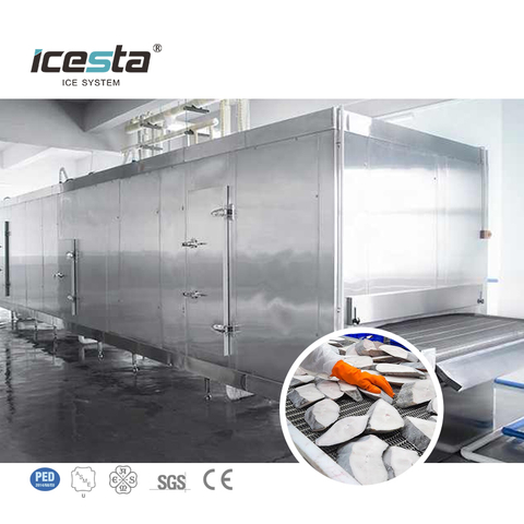 ICESTA быстрая заморозка, новый дизайн, высокое качество, длительный срок службы, автоматическая промышленная туннельная камера шоковой заморозки для охлаждения рыбы