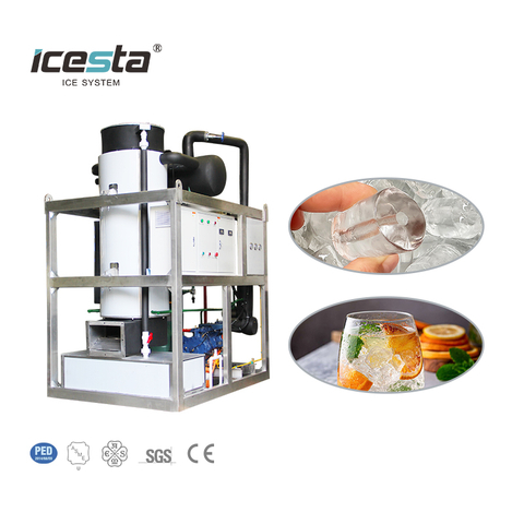 เครื่องผลิตน้ำแข็งหลอด Icesta พร้อมระบบระบายความร้อนด้วยอากาศอัตโนมัติ 3 ตัน ผลผลิตสูง อายุการใช้งานยาวนานสำหรับเครื่องดื่ม